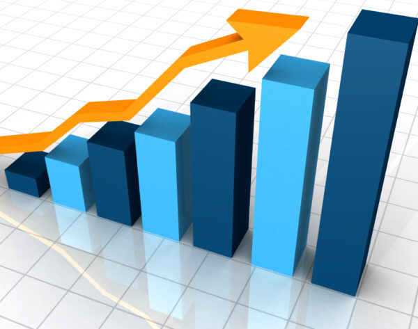 Business Graph with arrow showing profits and gains